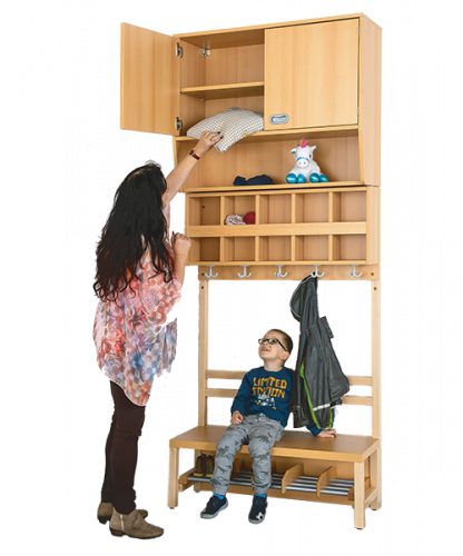 Hängeschrank über Garderobenablage B/H/T: 80x80x40 cm, 2türiger Schrank, darunter offenes Fach