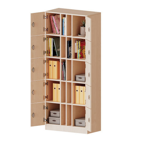 Schließfachschrank, 5 Ordnerhöhen - Serie evo180 B/H/T: 80x190x50 cm, 10 Schließfächer, mit Postfach, mit Sockel (81 mm)