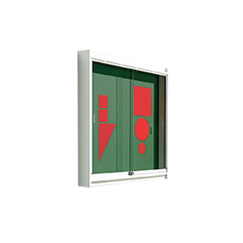 Holzvitrine Modell IV 1 B/H/T: 150x100x12 cm, Stahlemaille grün