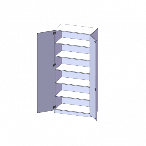 Schrank, 6 Ordnerhöhen - Serie evo180 B/H/T: 100x226x40 cm, 2 Türen, abschließbar, mit Sockel (81 mm)