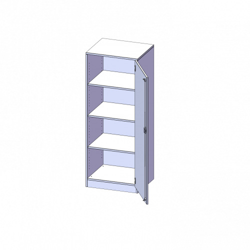 Schrank, 4 Ordnerhöhen - Serie evo180 B/H/T: 60x154x50 cm, 1 Tür, abschließbar, Tür öffnet nach rechts, mit Sockel (81 mm)