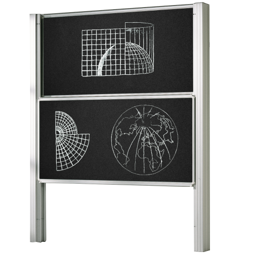 Zweiflächige Pylonentafel Schultafel aus Premium Stahlemaille, Serie PY2 E B/H: 250x120 cm, schwarz