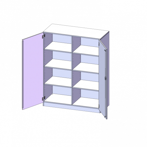 Schrank, 4 Ordnerhöhen - Serie evo180 B/H/T: 120x154x40 cm, 2 Türen, abschließbar, mit Mittelwand, mit Sockel (81 mm)