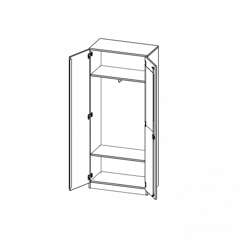 Garderobenschrank mit Spiegel und Garderobenstange, 5 Ordnerhöhen - Serie evo180 B/H/T: 80x190x40 cm, 2 Türen, abschließbar, mit Sockel (81 mm)