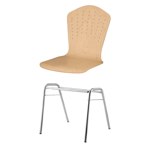 Stapelstuhl mit Schale "London" und Chromgestell Sitzhöhe: 46 cm, Sitzschale London mit Gestell "Boston", verchromt