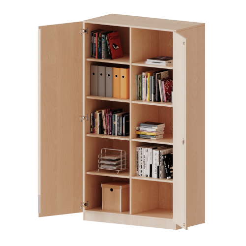 ErgoTray Schrank, zweireihig, 5 Ordnerhöhen - evo180 Serie B/H/T: 104,5x190x50 cm, zweitürig, mit Sockel (81 mm), mit Mittelwand, ohne Boxen
