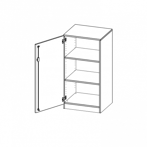 Schrank, 3 Ordnerhöhen - Serie evo180 B/H/T: 60x118x60 cm, 1 Tür, abschließbar, Tür öffnet nach links, mit Sockel (81 mm)