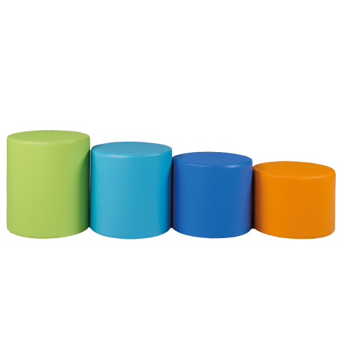 Spot Kinderhocker rund mit Stoff- oder Kunstlederbezug B/H/T: 37x30/35/40x37 cm, auch in schwer entflammbar lieferbar