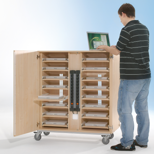 Notebookwagen mit 16 Fächern, fahrbar B/H/T: 110x125x42 cm