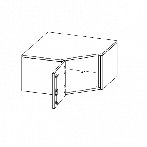 Innenecke Aufsatzschrank, 1 Ordnerhöhe - Serie evo180 B/H/T: 80x36x80 cm, Für 50 cm tiefe Schrankwände, Tür öffnet nach links