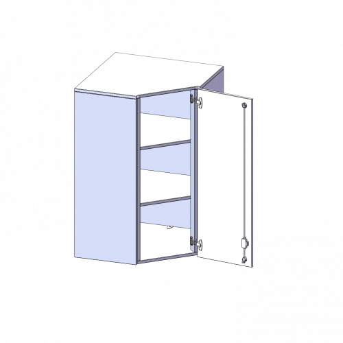 Innenecke Aufsatzschrank, 3 Ordnerhöhen - Serie evo180 B/H/T: 70x108x70 cm, Für 40 cm tiefe Schrankwände, Tür öffnet nach rechts