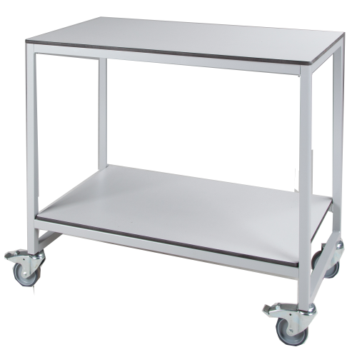 Vorbereitungswagen mit 2 Ablagen aus Vollkernplatte B/H/T: 100x90x60 cm, Plattendekor und Gestellfarbe nach Wahl