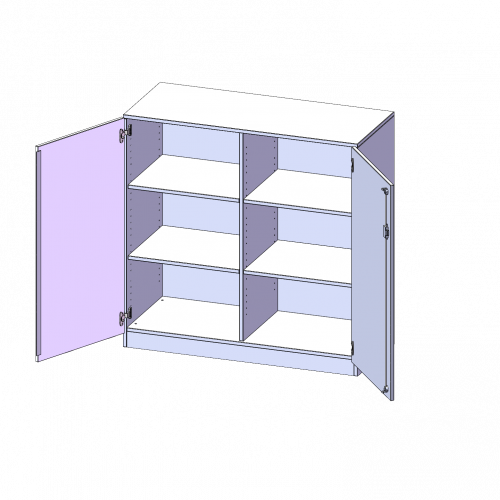 Schrank, 3 Ordnerhöhen - Serie evo180 B/H/T: 120x118x60 cm, 2 Türen, abschließbar, mit Mittelwand, mit Sockel (81 mm)