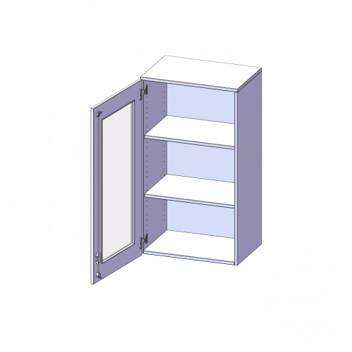 Aufsatzschrank, 3 Ordnerhöhen - Serie evo180 B/H/T: 60x108x40 cm, 1 Tür mit Glaseinsatz, abschließbar, Tür öffnet nach links