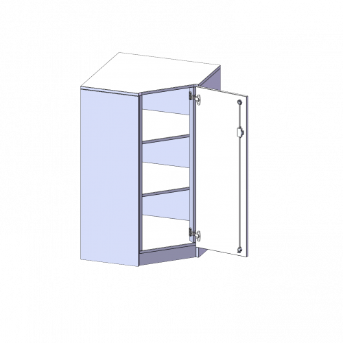 Innenecke als Schrank, 3 Ordnerhöhen - Serie evo180 B/H/T: 70x118x70 cm, Für 40 cm tiefe Schrankwände, Tür öffnet rechts, mit Sockel (81 mm)
