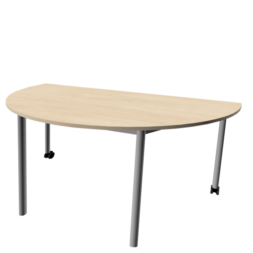 Fahrbarer Vari² Halbrundtisch mit Vollkernplatte PowerSurf B/H/T: 120x72x60 cm