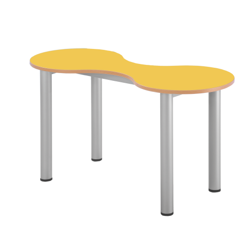 Kleeblatt Zweiertisch Schülertisch mit Melaminplatte, höhenverstellbar Feststehend, B/T 118 x 49 cm, Höhenverstellbar 58-72 cm, Dekor Grün, Melaminplatte