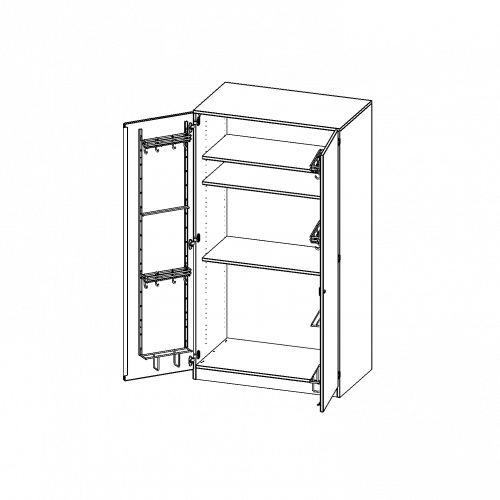 Musikschrank, 5 Ordnerhöhen - Serie evo180 B/H/T: 104,5x190x60 cm, Türen mit Instrumentenhalterungen, mit Sockel (81 mm)