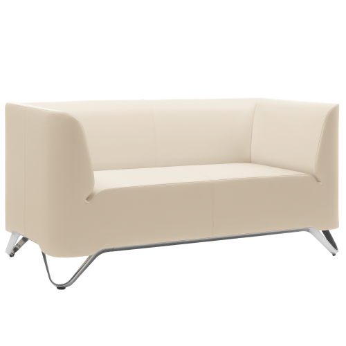 BOXIT 2er Designer Sofa mit Armlehnen B/H/T: 150x74x75 cm, Sitzhöhe: 43 cm, Gestellfarbe Aluminium, Bezug Stoff