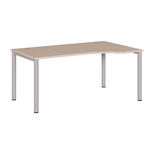 Freiform Schreibtisch FF4 mit Rundrohrgestell B/H/T: 160x72-86 cm,x80/100 cm, höhenverstellbar, Ecke rechts,Dekore und RAL-Farben sind wählbar