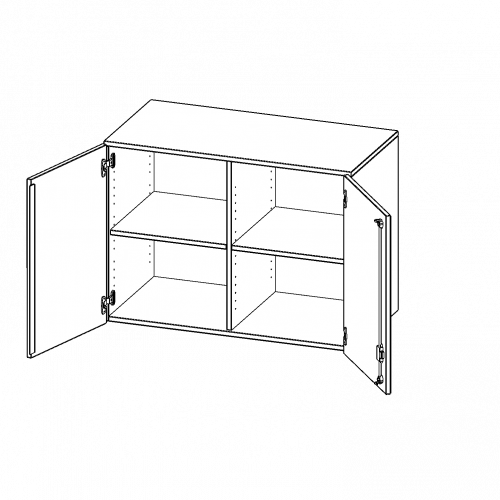 Aufsatzschrank, 2 Ordnerhöhen - Serie evo180 B/H/T: 100x72x40 cm, 2 Türen, abschließbar, mit Mittelwand