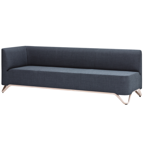 BOXIT 3er Designer Sofa mit Armlehne B/H/T: 205x74x75 cm, Sitzhöhe: 43 cm, Armlehne rechts, Gestell aus Aluminium schwarz, Bezug Kunstleder