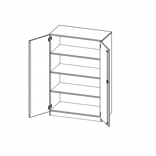Schrank, 4 Ordnerhöhen - Serie evo180 B/H/T: 100x154x50 cm, 2 Türen, abschließbar, mit Sockel (81 mm)