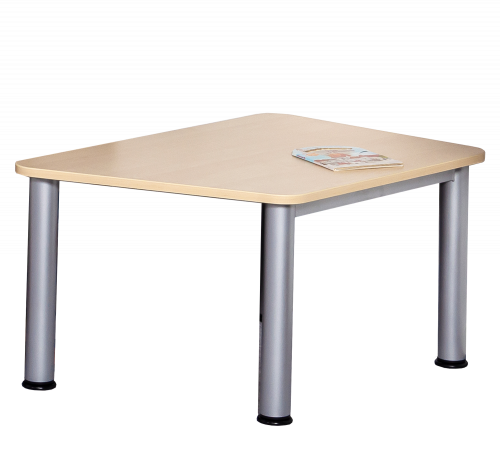 Couchtisch B/H/T: 70/90x46x60 cm, als trapezförmiger Tisch mit gerundeten Ecken, feuerhemmendes Material - Dekor Buche