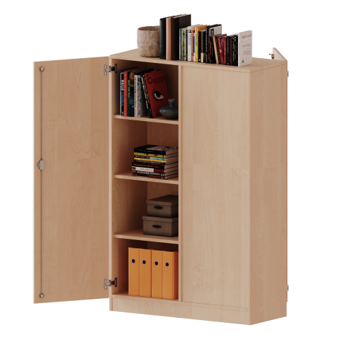 Raumteiler Schrank, 4 Ordnerhöhen - Serie evo180 B/H/T: 100x154x60 cm, 2 Türen, wechselseitig angeordnet, abschließbar, mit Sockel (81 mm)