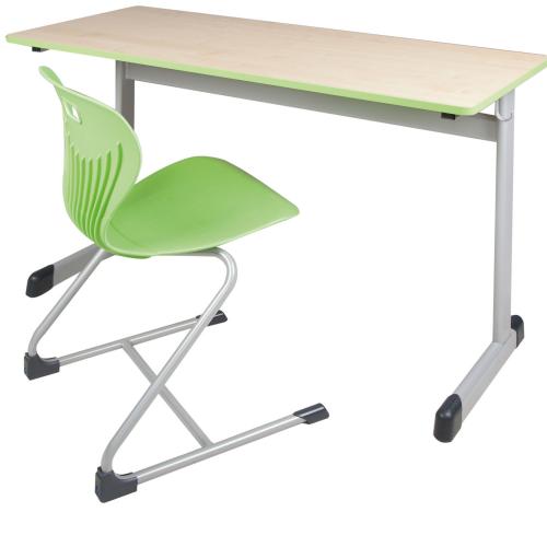 Zweier-Schülertisch 130x65 cm Modell T,  Platte Melamin mit ABS-Kante, Ecken gerundet Tischhöhe: 71 cm