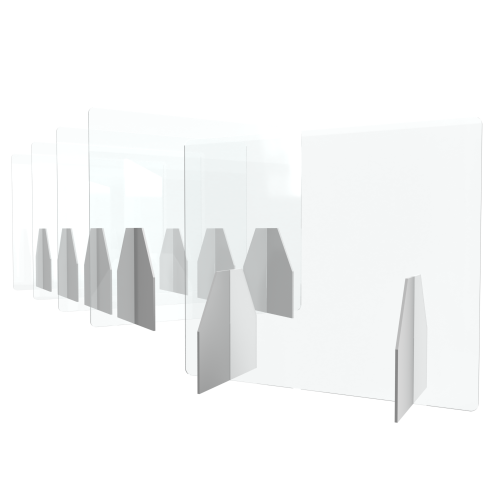 Polystyrol Schutzwand als Tischaufsteller zum Coronaschutz, 5 Stück im Set B/H: 75x55 cm
