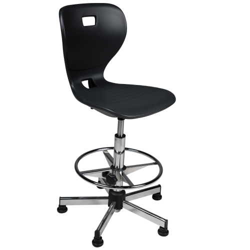 Ergostar Counter Drehstuhl Schulstuhl 2.0 mit Chromfußring Sitzschalenfarbe Grün, höhenverstellbar von 59 - 83 cm