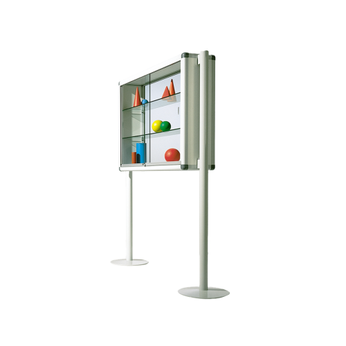 Aluvitrine Modell W3, Stahlemaille weiß B/H/T: 107x107x6,5 cm