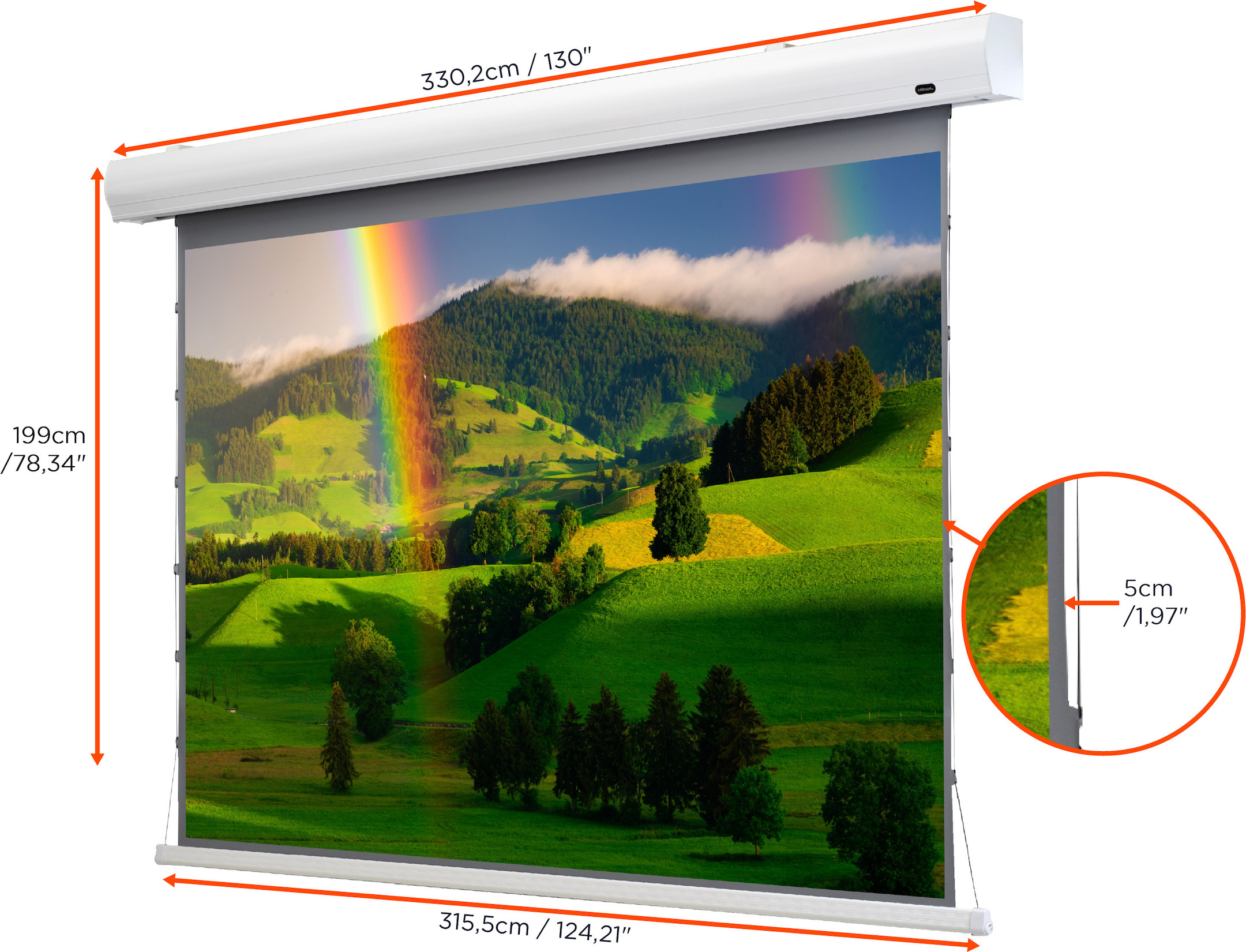 celexon HomeCinema Hochkontrastleinwand Tension 298 x 168 cm 135" - Dynamic Slate ALR