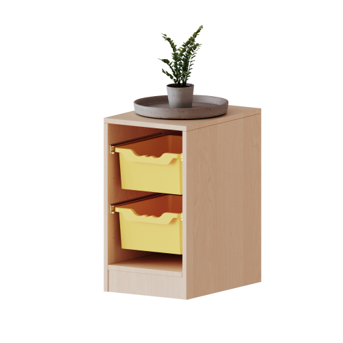 ErgoTray Regal, einreihig, 1,5 Ordnerhöhen - evo180 Serie B/H/T: 36,1x64x50 cm, fahrbar, 2 hohe ErgoTray Boxen
