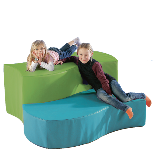 Swing-it Sit Wellensitzelement als 2-Sitzer mit Kunstlederbezug B/H/T: 120x30/60x60 cm,  Kunstlederbezug auch in schwer entflammbar lieferbar