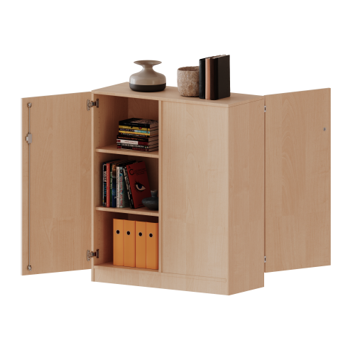 Raumteiler Schrank, 3 Ordnerhöhen - Serie evo180 Breite 100 cm, Gesamthöhe 118 cm, 2 Türen, wechselseitig angeordnet, abschließbar, mit Sockel (81 mm)