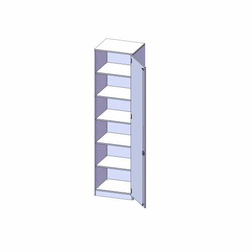 Schrank, 6 Ordnerhöhen - Serie evo180 B/H/T: 60x226x50 cm, 1 Tür, abschließbar, Tür öffnet nach rechts, mit Sockel (81 mm)