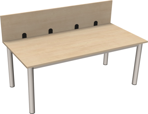 Tisch mit Sichtblende, Gestell aus 40x2 mm Rundrohr B/H/T: 150x53x75 cm, Tisch mit zusätzlicher Aufsatz- Frontblende 40 cm hoch, Tischplatte M