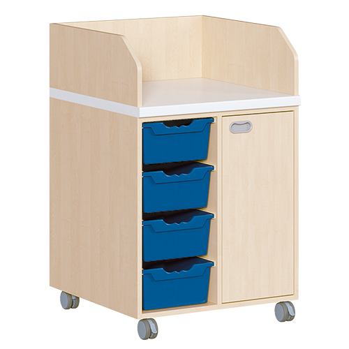 Wickelkommode, zweireihig, fahrbar Tür und 4 Boxen, B/H: 70,5x111,5 cm