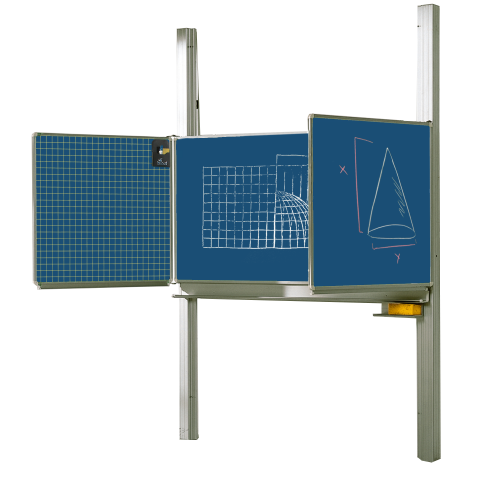 Schultafel Pylonentafel aus Premium Stahlemaille, Serie PYKL Stahlemaille MF 200x120 cm, FF 100x120 cm, 4,8 m² Schreibfläche, blau
