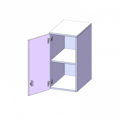 Aufsatzschrank für ErgoTray Serie, 2 Ordnerhöhen - Serie evo180 B/H/T: 36,1x72x60 cm, 1 Tür, Tür öffnet links