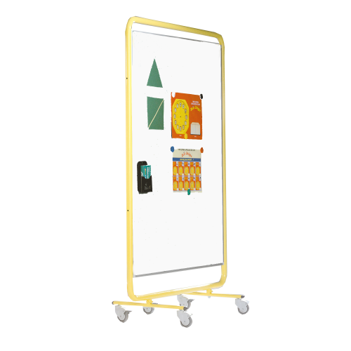 Fahrbare doppelseitiges Whiteboard aus weißer Premium Stahlemaille Maße gesamt: B/H/T: 131x190x50 cm, Maße Tafelfläche: 120x150x50 cm