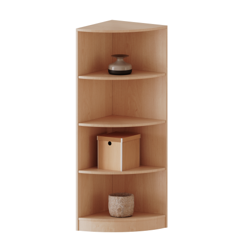 Außeneckregal, 4 Ordnerhöhen - Serie evo180 B/H/T: 50x154x50 cm, Viertelkreis, Erweiterung links, mit Sockel (81 mm)