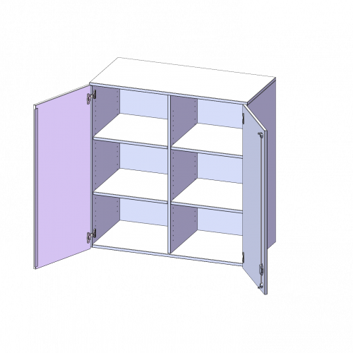 Aufsatzschrank für ErgoTray Serie, 3 Ordnerhöhe - Serie evo180 B/H/T: 138,7x108x60 cm, zwei Türen, mit Mittelwand
