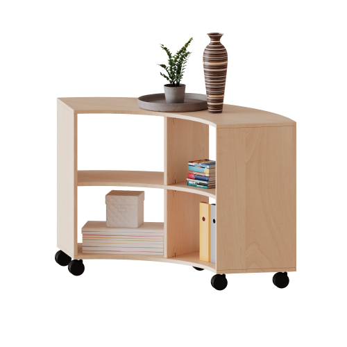 Fahrbares Viertelkreisregal - Serie evo180 B/H/T: 139,6x118x40 cm, 3 Ordnerhöhen, ohne Rückwand