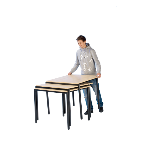 Stack-O-Flex Stapeltisch 140 x 70 cm, fahrbar Tischplatte melaminharzbeschichtet, Dekor und Tischhöhe DIN nach Wahl
