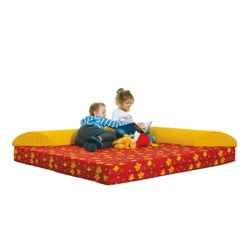 Kuschelecke Klappdreieck mit 2 halbrunden Rollen B/H/T: 160x15x160 cm, Bezug: Stoff schwer entflammbar