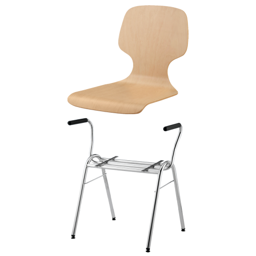 Stapelstuhl mit Schale "Barcelona" und Chromgestell Sitzhöhe: 46 cm, Sitzschale Barcelona mit Gestell "Dallas AL" mit Armlehnen, verchromt