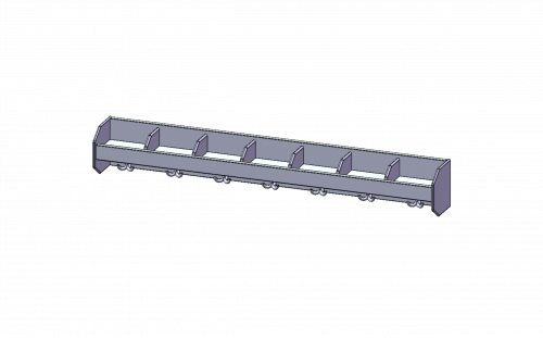 Garderobenablage mit vorderer Bilderleiste, Fachtrennern und Haken B/H/T: 140x20x18 cm, vorn Bilderleiste, oben 7 offene Fächer mit Fachtrennern, darunter 7 Dreifach-Kleiderhaken